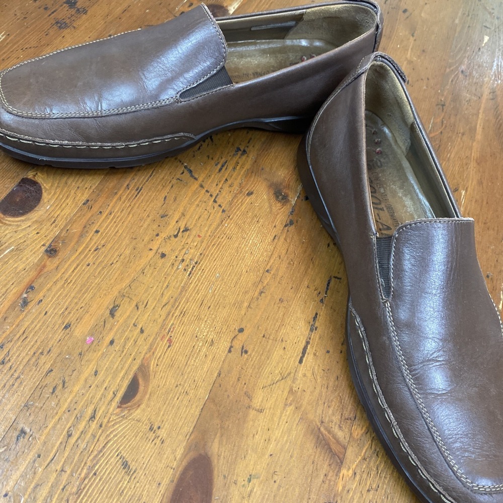 Mephisto Slip on Loafers Driving Shoes Men's 9.5 Cool-Air Brown Leather Moccasin - Picture 5 of 10